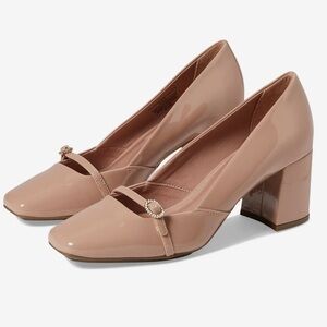 Anne Klein Lexington Women’s Nude Patent Mary Jane Block Heel Pumps